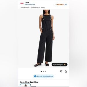 Levi's Black Denim Apron-Front Women's Overalls